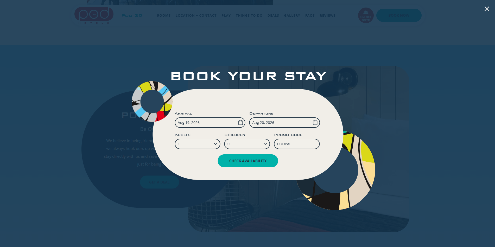 The Pod Hotel — website screenshot 4