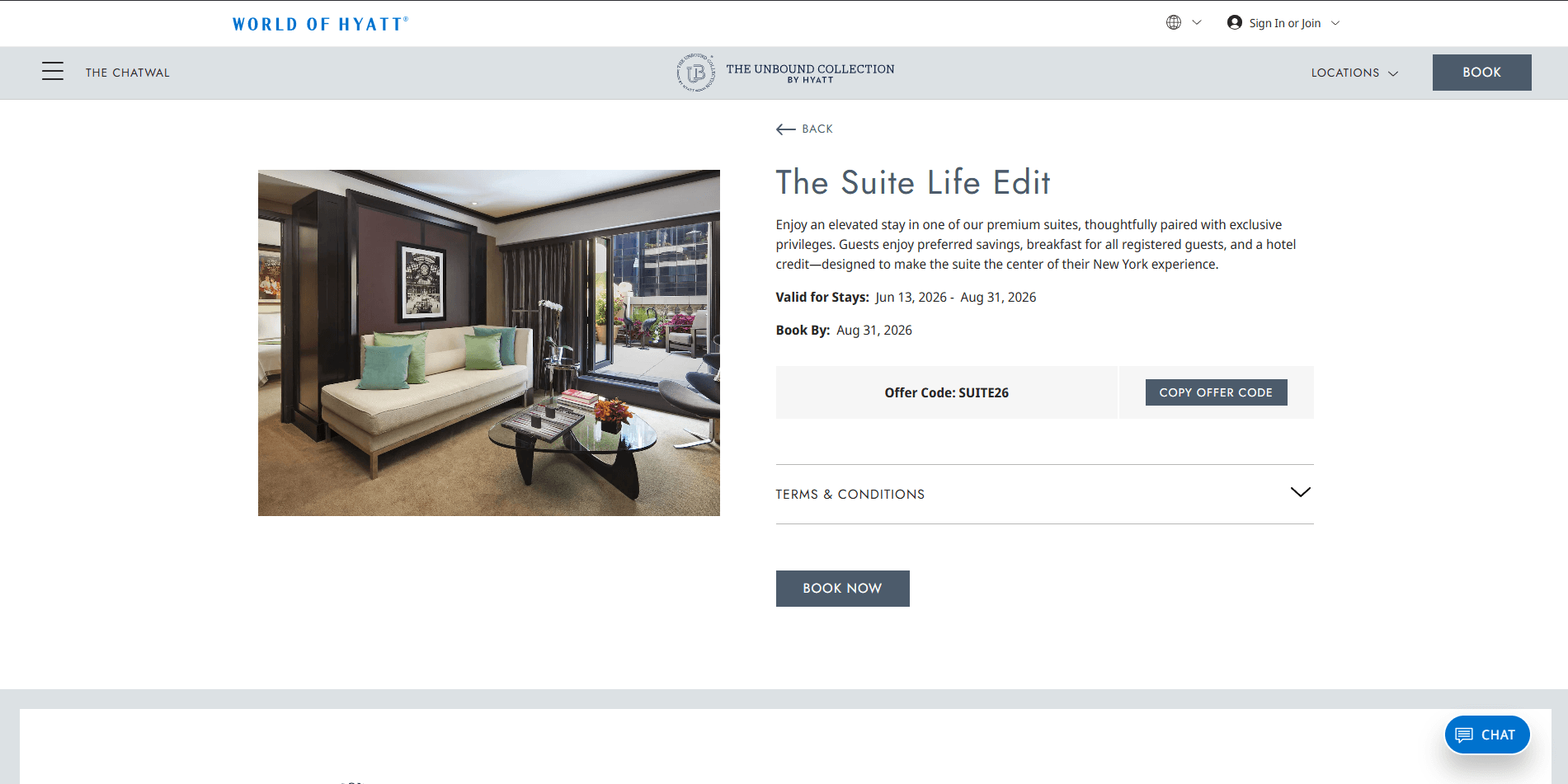 Hyatt — The Chatwal — website screenshot 2